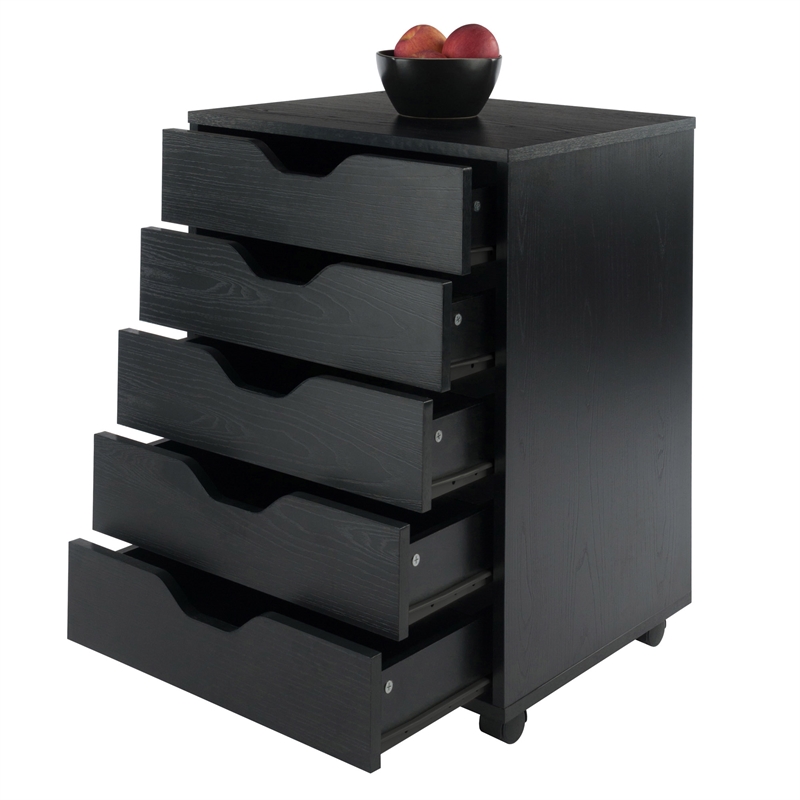 Scranton & Co Wood Storage Cabinet with 5 Drawers in Black