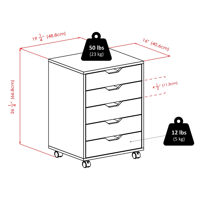 Scranton & Co Wood Storage Cabinet with 5 Drawers in Black