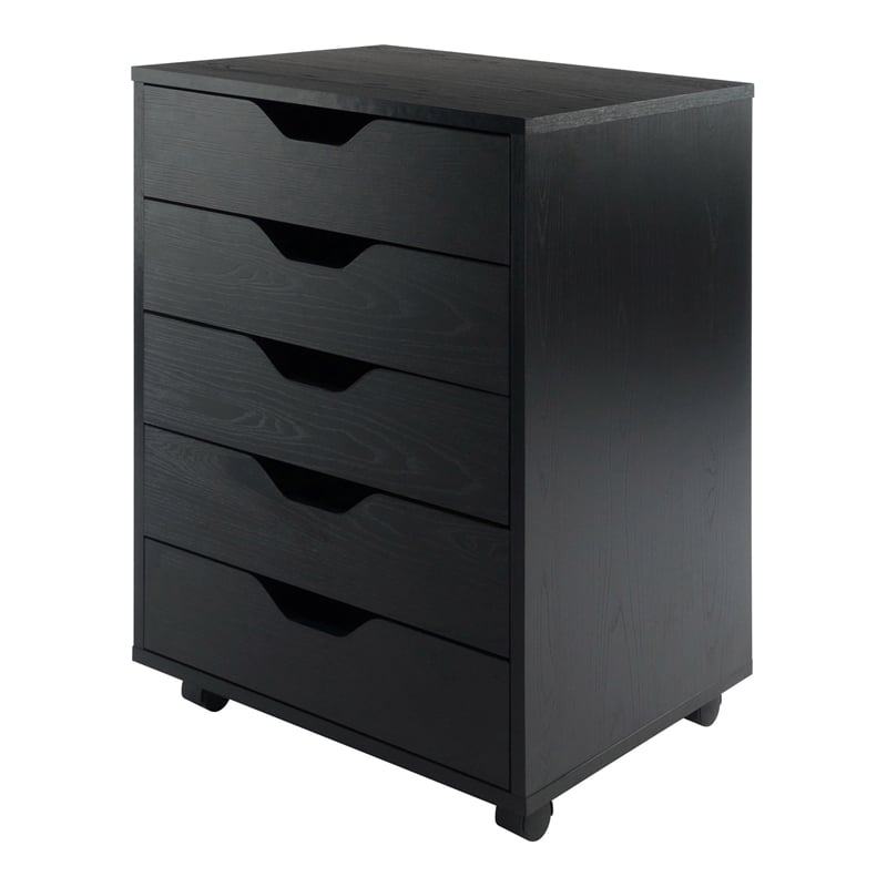 Scranton & Co Wood Storage Cabinet with 5 Drawers in Black