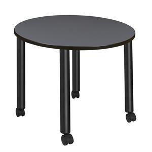Scranton & Co 36&quot Round Mobile Breakroom Table with Casters in Gray/Black