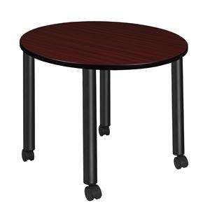 Scranton & Co 36&quot Round Mobile Breakroom Table in Mahogany/Black