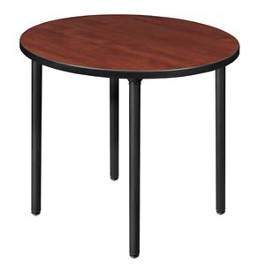 Scranton & Co 30&quot Round Folding Breakroom Table in Cherry/Black