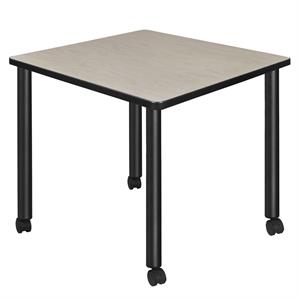 Scranton & Co 30&quot Square Mobile Breakroom Table in Maple/Black
