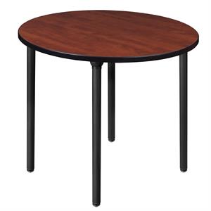 Scranton & Co 36&quot Round Folding Breakroom Table in Cherry/Black