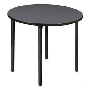 Scranton & Co 36&quot Round Folding Breakroom Table in Gray/Black