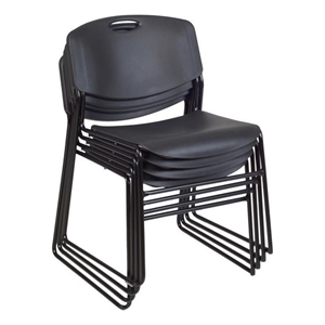 Scranton & Co 400 lb Capacity Stack Plastic Chair 4 Pack in Black