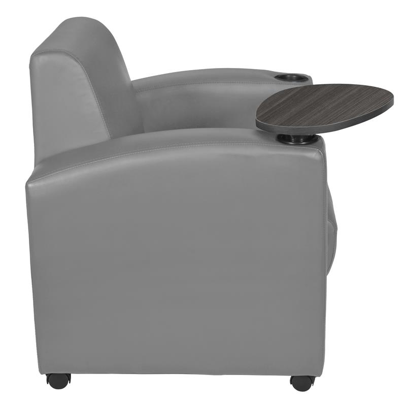 Scranton & Co Tablet Arm Chair with Storage Shelf in Gray/Ash Gray