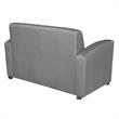 Scranton & Co Tablet Arm Loveseat with Storage Shelf in Gray/Ash Gray