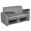Scranton & Co Tablet Arm Loveseat with Storage Shelf in Gray/Ash Gray