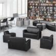 Scranton & Co Vinyl Lounge Loveseat with Cup Holders in Black