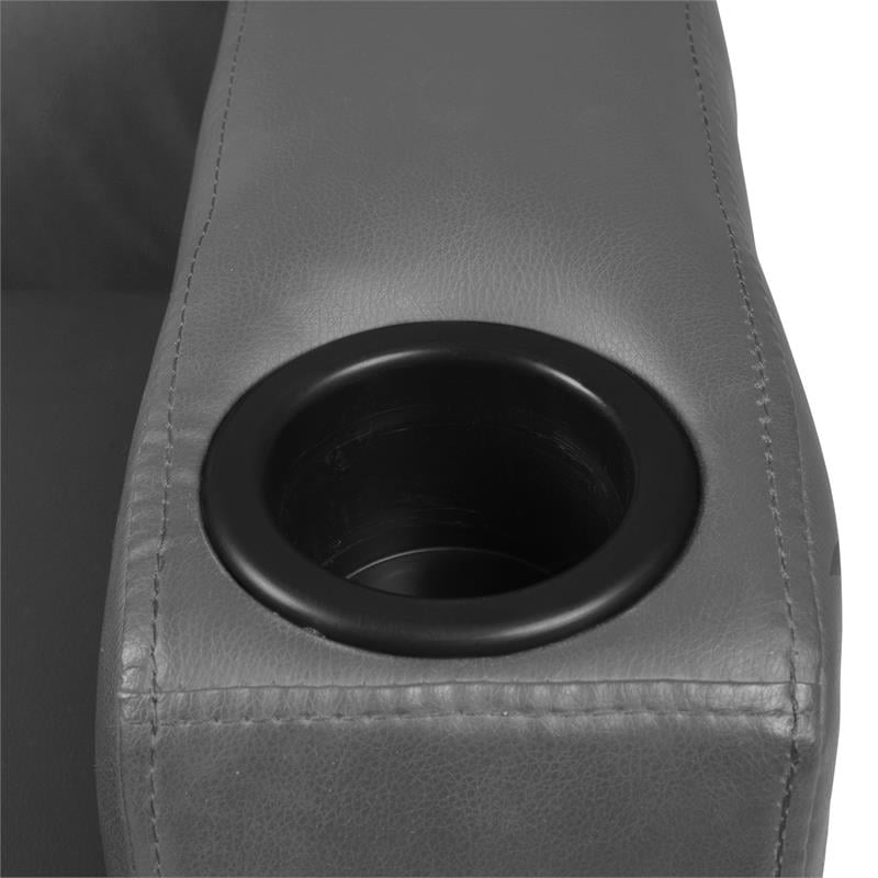 Scranton & Co Mobile Vinyl Lounge Chair with Cup Holders in Gray