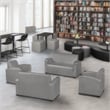 Scranton & Co Vinyl Lounge Loveseat with Cup Holders in Gray
