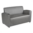 Scranton & Co Vinyl Lounge Loveseat with Cup Holders in Gray