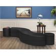 Scranton & Co Plush Round Vinyl Ottoman Set of 2 with Glides in Black