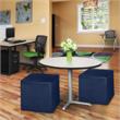 Scranton & Co Plush Square Vinyl Ottoman Set of 2 with Glides in Naval Blue