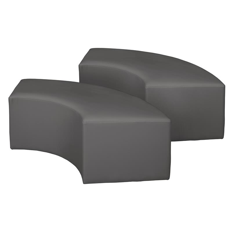 Scranton & Co Plush Curved Vinyl Ottoman Set of 2 with Glides in Gray