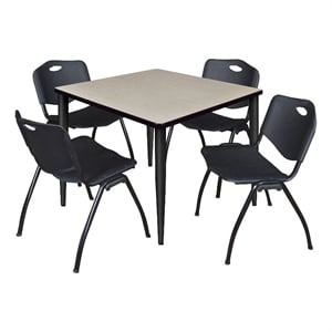 Scranton & Co 42&quot Square Maple Table & 4 Black Contour Chairs on Black Base