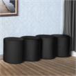 Scranton & Co Plush Round Vinyl Ottoman Set of 4 with Glides in Black
