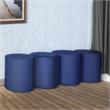 Scranton & Co Plush Round Vinyl Ottoman Set of 4 with Glides in Naval Blue