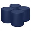 Scranton & Co Plush Round Vinyl Ottoman Set of 4 with Glides in Naval Blue
