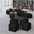 Scranton & Co Plush Square Vinyl Ottoman Set of 4 with Glides in Black