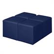 Scranton & Co Plush Square Vinyl Ottoman Set of 4 with Glides in Naval Blue