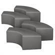 Scranton & Co Plush Curved Vinyl Ottoman Set of 4 with Glides in Gray