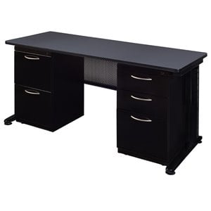 Scranton & Co 66&quot x 24&quot Double Pedestal Computer Desk in Gray