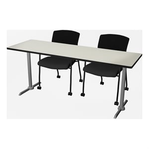 Scranton & Co 72&quot x 24&quot T-Base Seminar Table in Maple & 2 Mesh Chairs
