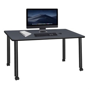 Scranton & Co 66 x 24&quot Gray Desk on Locking Casters with Black Legs