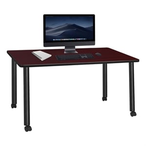 Scranton & Co 66 x 24&quot Mahogany Desk on Locking Casters with Black Legs