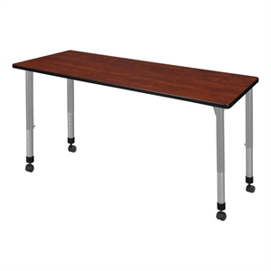 Scranton & Co 60 x 24&quot Adjustable Mobile Cherry Table with Gray Legs