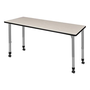 Scranton & Co 60 x 24&quot Adjustable Mobile Maple Table with Gray Legs