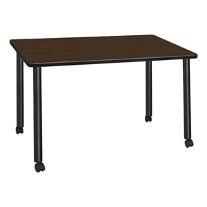 Scranton & Co 42 x 24&quot Neo Walnut Mobile Training Table with Black Legs