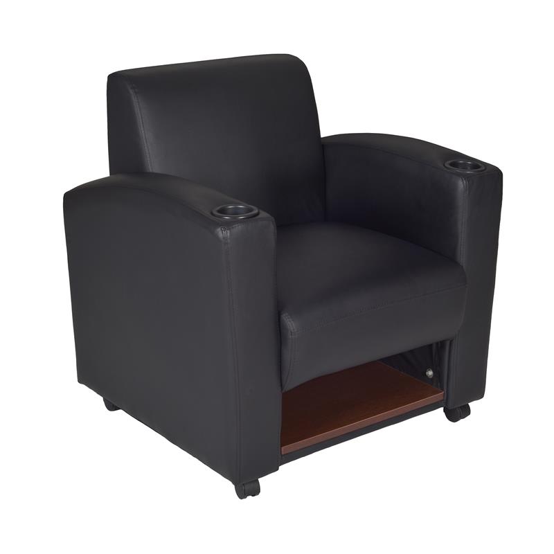 Scranton & Co Tablet Arm Chair with Storage Shelf in Black and Java