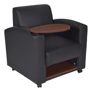 Scranton & Co Tablet Arm Chair with Storage Shelf in Black and Java