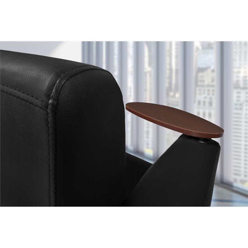 Scranton & Co Tablet Arm Loveseat with Storage Shelf in Black and Java