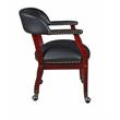 Scranton & Co Mahogany Frame Captain's Guest Chair on Casters in Black