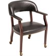 Scranton & Co Mahogany Frame Captain's Guest Chair on Casters in Black