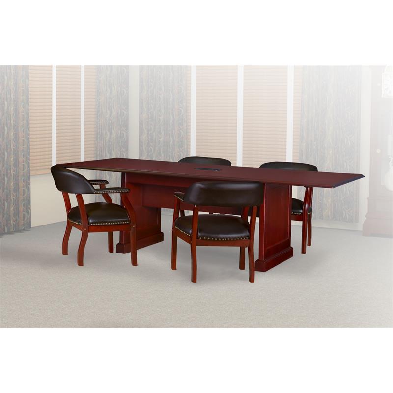 Scranton & Co Mahogany Frame Captain's Guest Chair in Black Vinyl