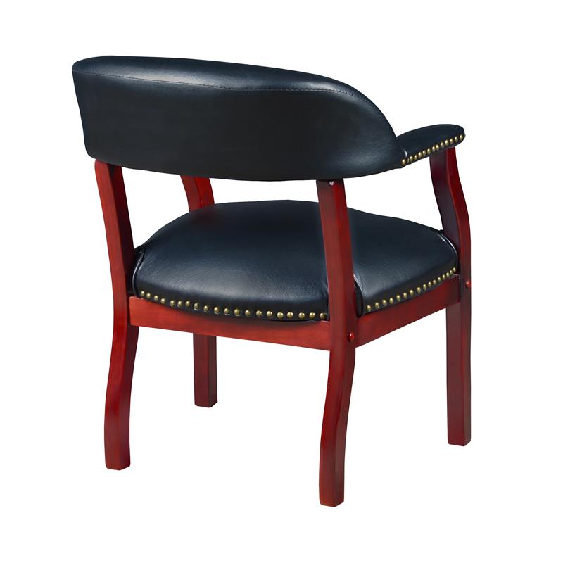 Scranton & Co Mahogany Frame Captain's Guest Chair in Black Vinyl