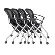 Scranton & Co 4 Pack Flip-Seat Mesh Back Nesting Chairs on Casters