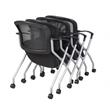 Scranton & Co 4 Pack Flip-Seat Mesh Back Nesting Chairs on Casters