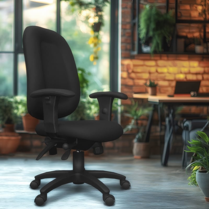 Scranton & Co High-Back Fabric Task Chair with Adjustable Arms in Black