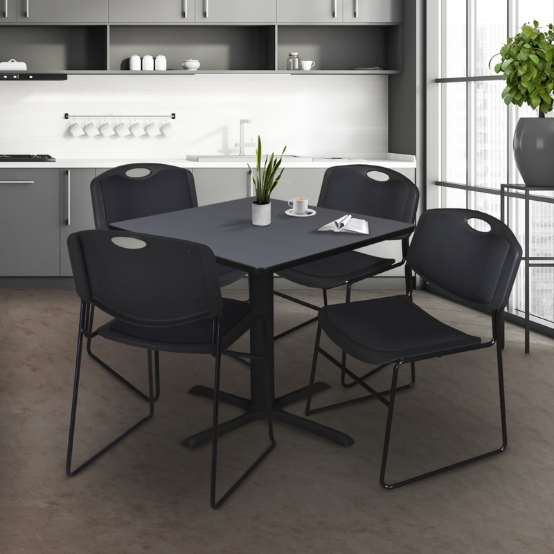 Scranton & Co 8 Pack Padded Color Permeated Stack Chairs in Black