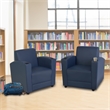 Scranton & Co Tablet Arm Lounge Chair with Cup Holders in Navy Blue
