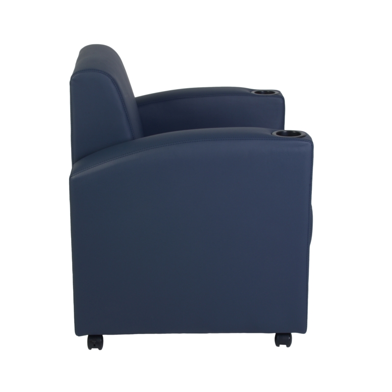 Scranton & Co Tablet Arm Lounge Chair with Cup Holders in Navy Blue