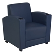Scranton & Co Tablet Arm Lounge Chair with Cup Holders in Navy Blue