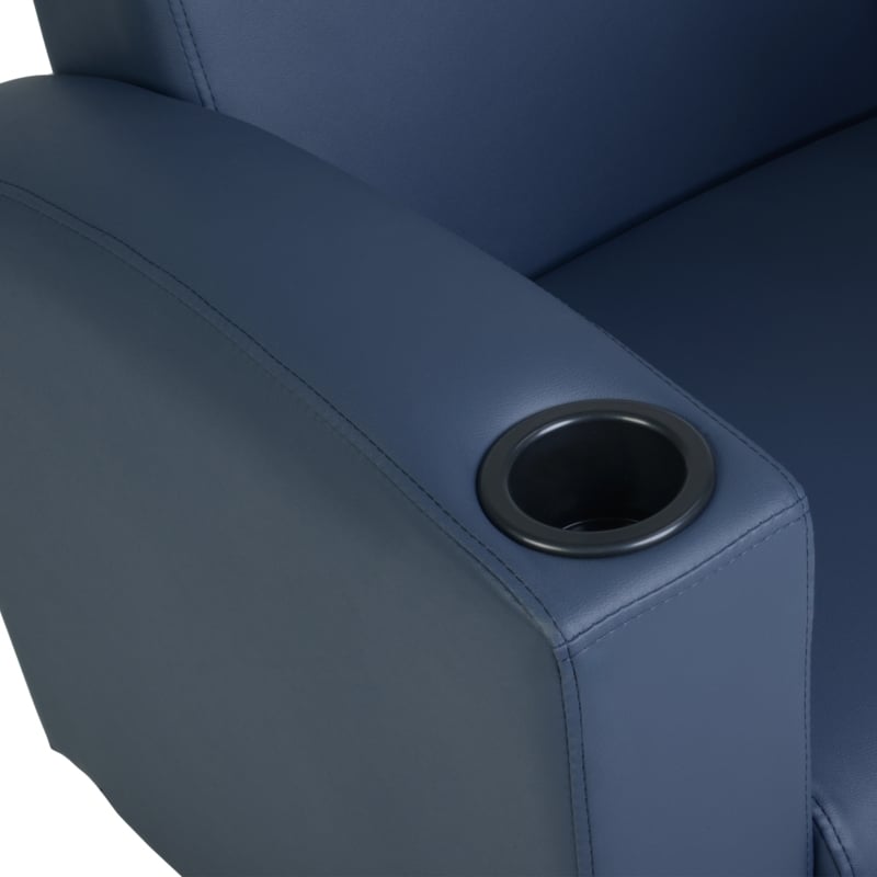 Scranton & Co Tablet Arm Chair with Storage Shelf in Navy Blue and Oak