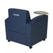 Scranton & Co Tablet Arm Chair with Storage Shelf in Navy Blue and Oak